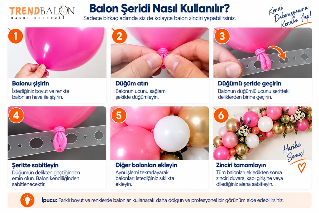 Balon şeridi nasıl kullanılır - balon zinciri yapımı adımları