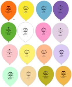 Logo baskılı balon için farklı balon renklerinin sunum örneği